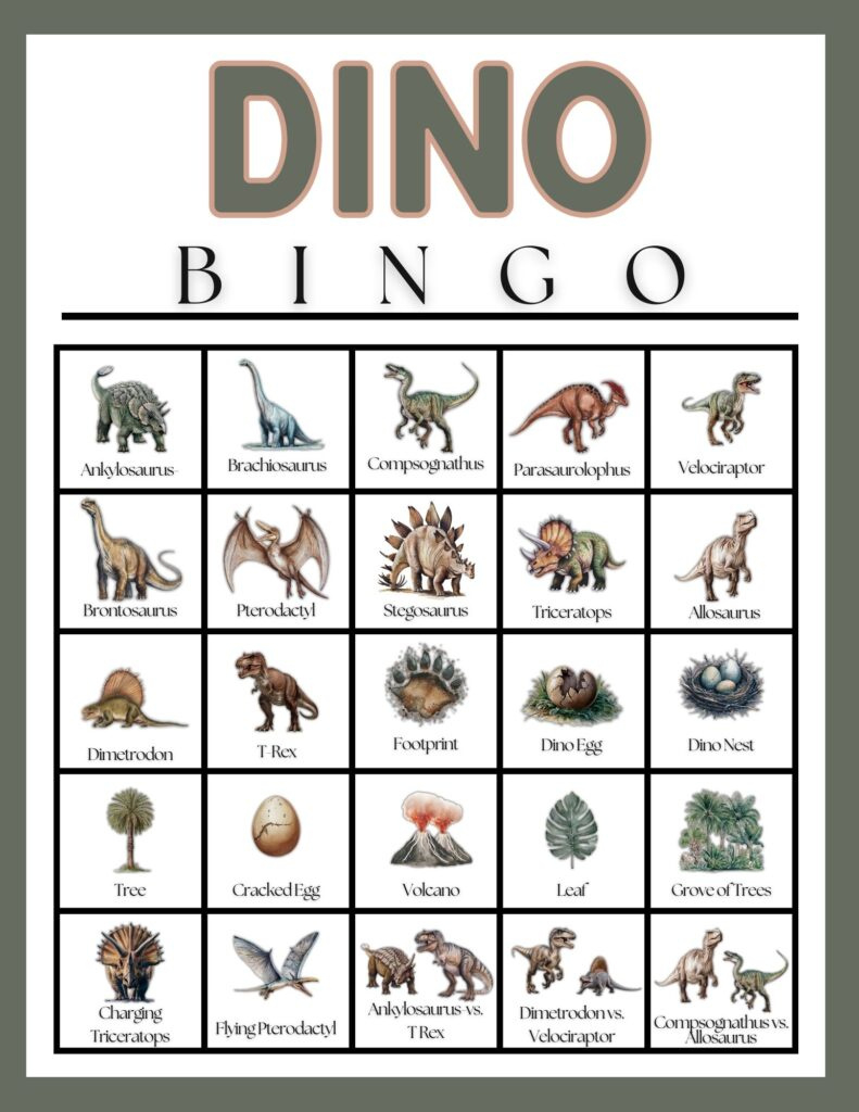 Free Dinosaur Bingo Printable | Healing Home inside Dinosaur Bingo Printable Free