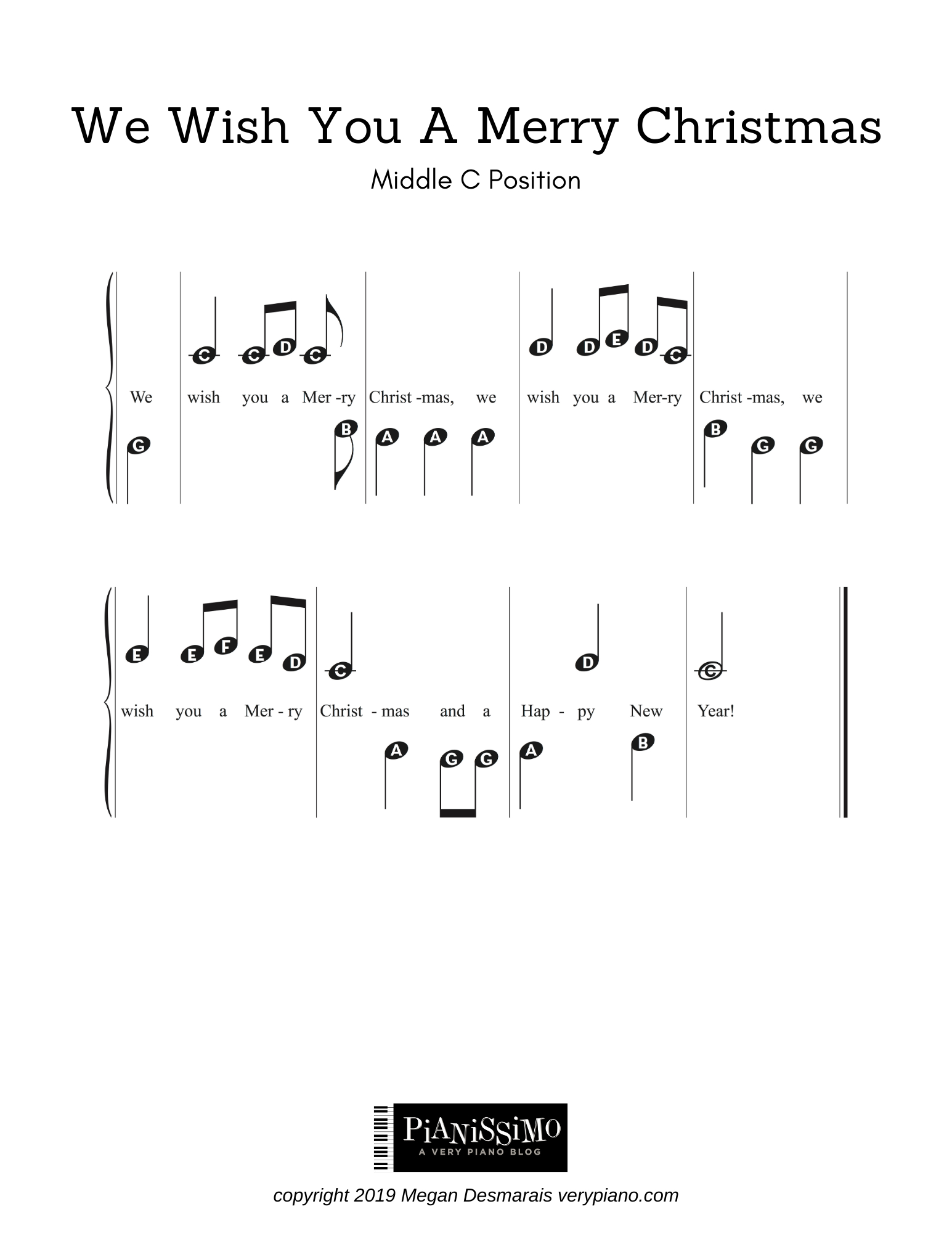 Free Easy Piano Sheet Music: We Wish You A Merry Christmas | Very regarding Free Christmas Sheet Music For Keyboard Printable