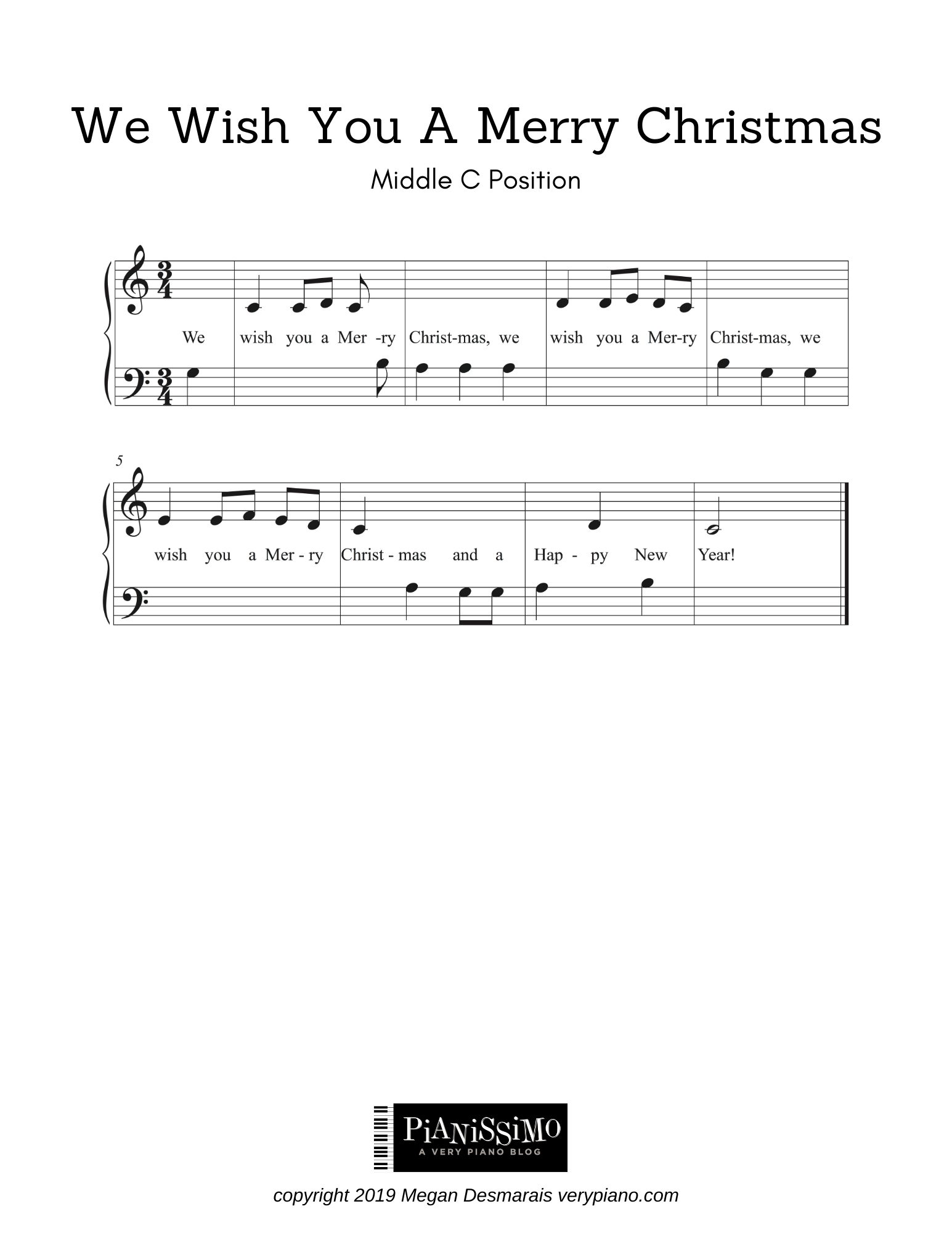 Free Easy Piano Sheet Music: We Wish You A Merry Christmas | Very throughout Free Christmas Piano Sheet Music For Beginners Printable