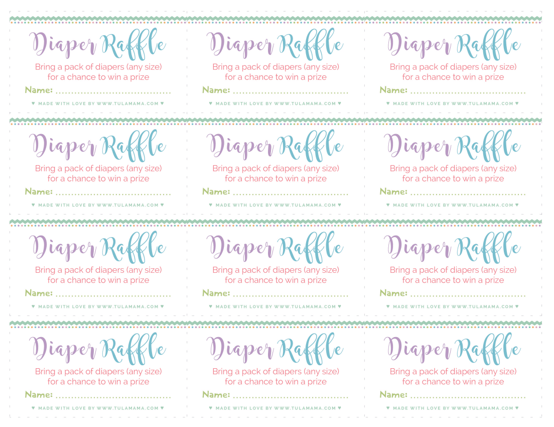 Free, Easy To Print Diaper Raffle Tickets - Tulamama - Worksheets pertaining to Free Printable Diaper Raffle Ticket Template Download