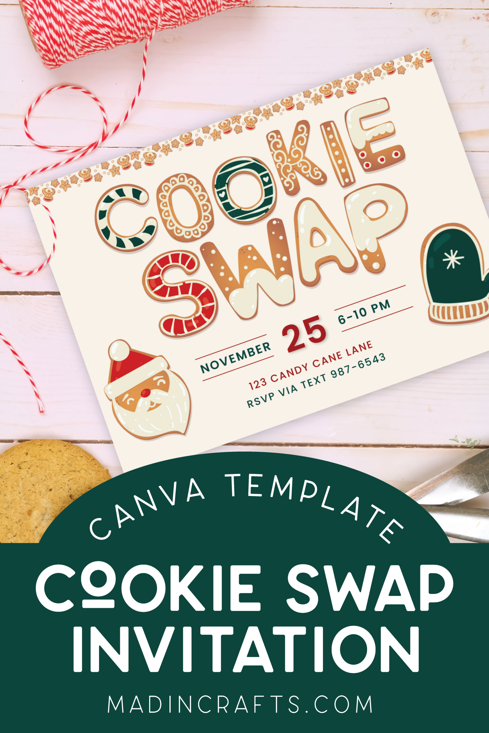 Free Editable Canva Cookie Swap Invitation Christmas Mad In Crafts with Free Christmas Cookie Exchange Printable Invitation