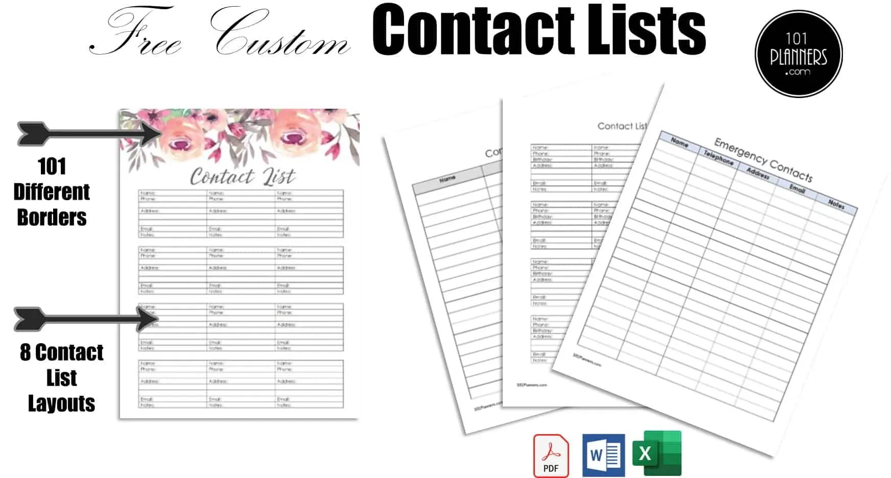 Free Editable Contact List Template | Pdf, Word, Image, Excel pertaining to Free Printable Contact List