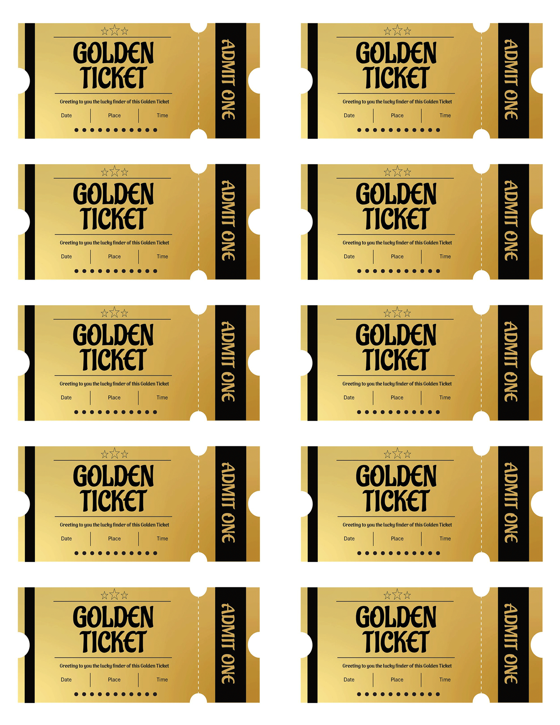 Free Editable Golden Ticket Templates in Golden Ticket Printable Free