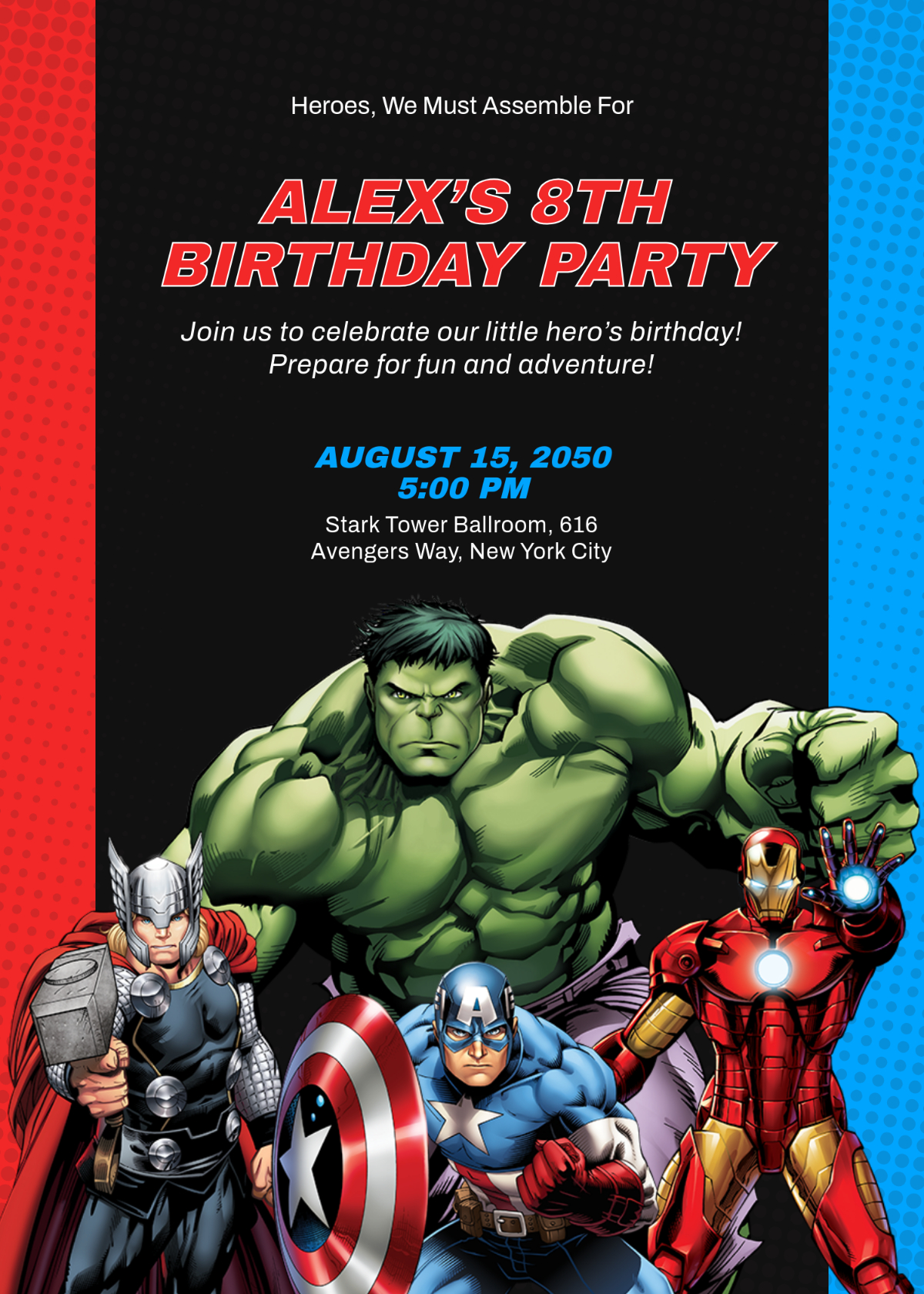 Free Editable Marvel Superhero Invitation Template To Edit Online within Avengers Printable Invitations Free