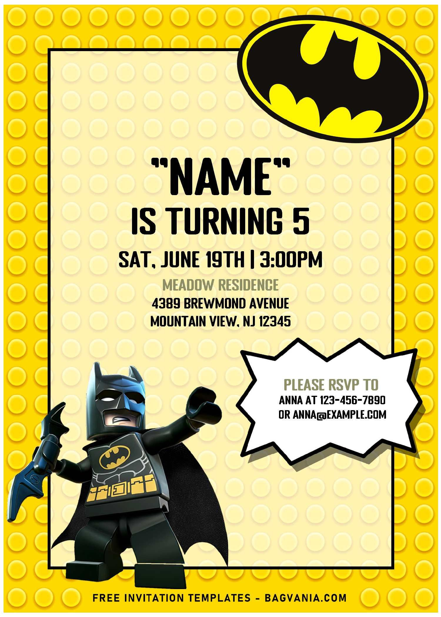 Free Editable Pdf) Super Cool Lego Batman Birthday Invitation intended for Lego Batman Party Invitations Free Printable