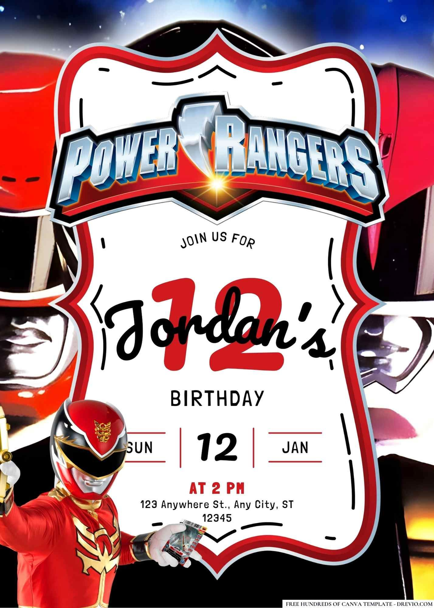 Free Editable Power Rangers Birthday Invitations inside Free Printable Power Ranger Birthday Invitations