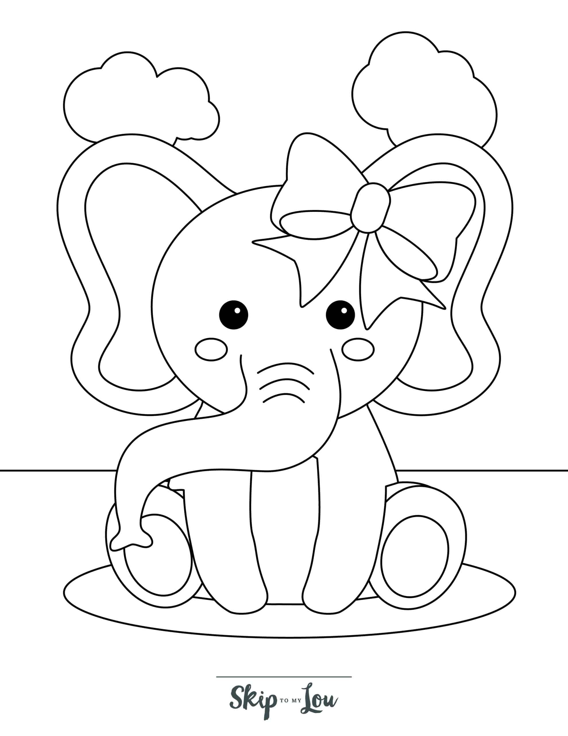 Free Elephant Coloring Pages With Full Book | Skip To My Lou for Free Baby Elephant Printables