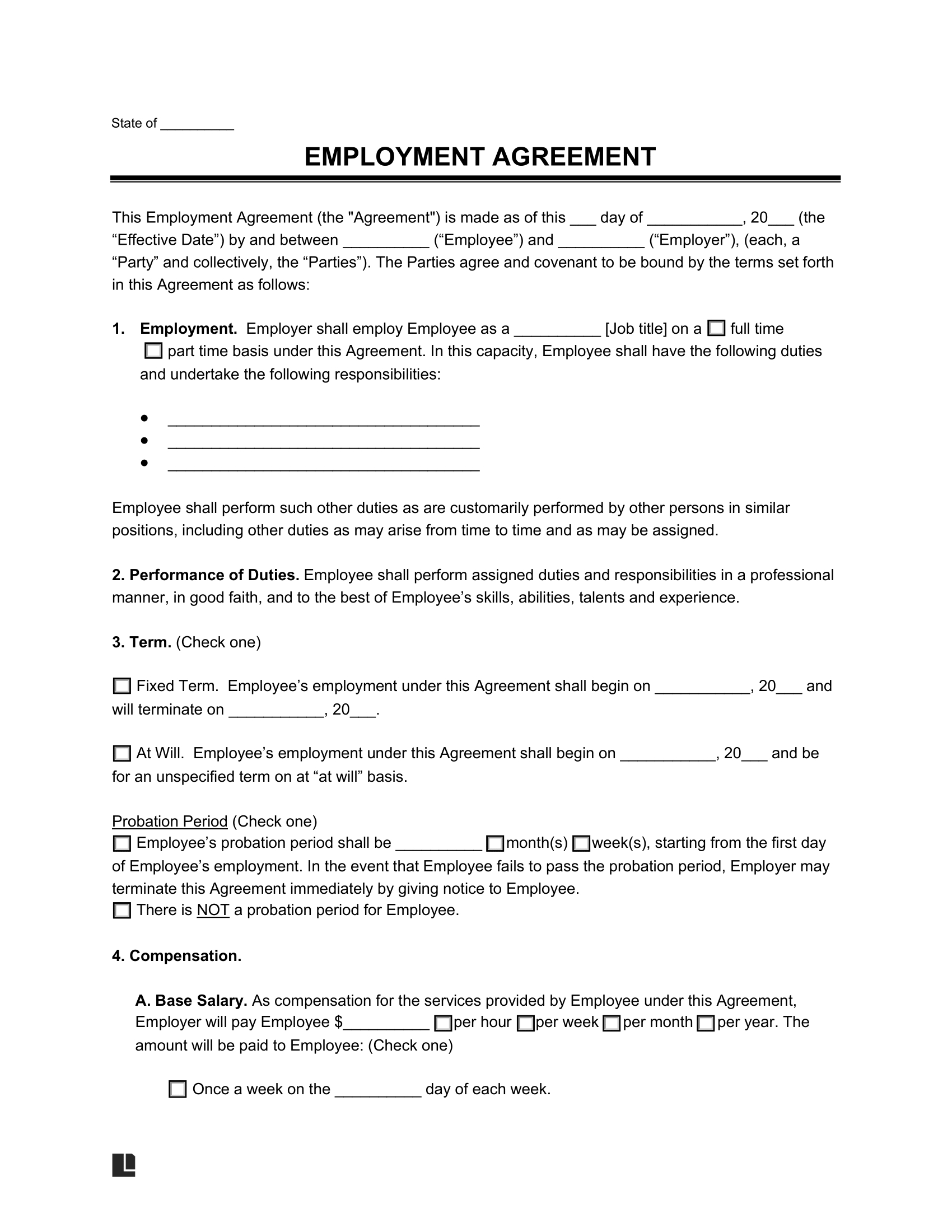 Free Employment Contract Templates | Create Online with Free Printable Employment Contracts