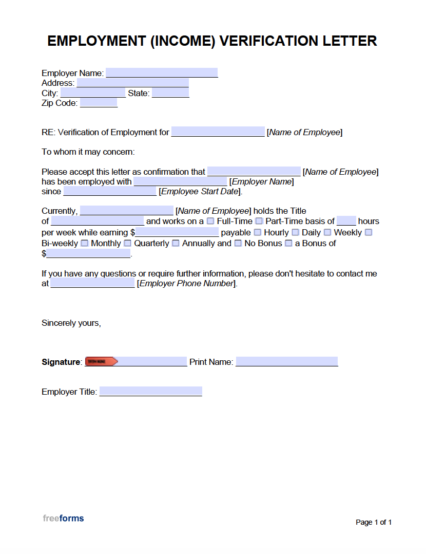 Free Employment (Income) Verification Letter | Pdf | Word with regard to Free Printable Employment Verification Letter