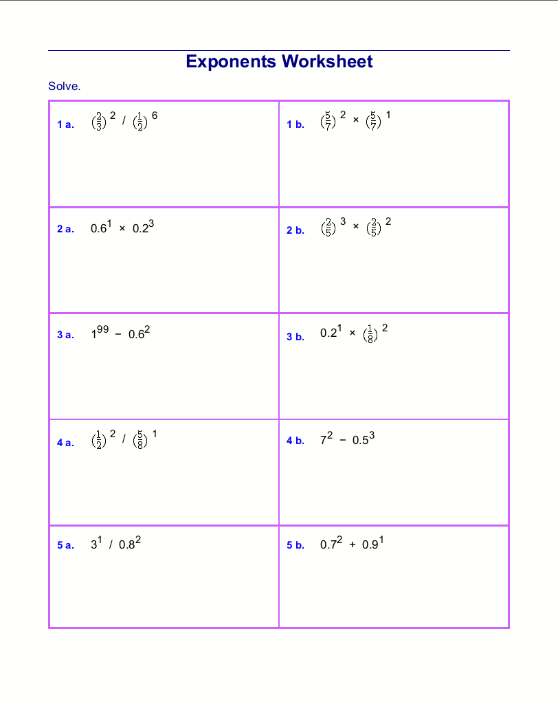 Free Exponents Worksheets - Worksheets Library with Free Printable Exponent Worksheets
