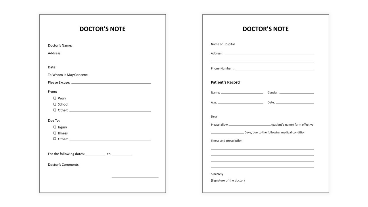 Free Fake Doctors Note Template Powerpoint &amp;amp; Google Slides for Free Printable Doctor Excuse Notes