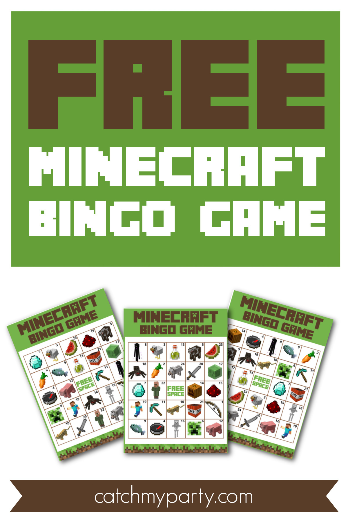 Free Fantastic Printable Minecraft Bingo Game! | Catch My Party intended for Free Printable Minecraft Bingo Cards