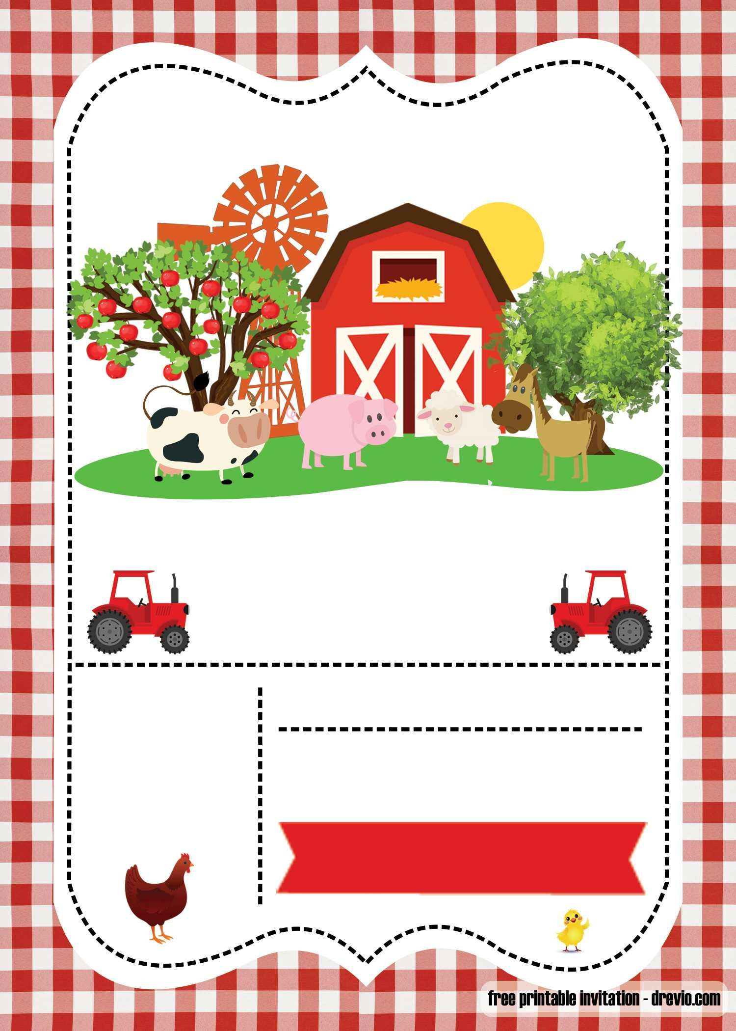 Free Farm Party Invitation Template – Printable within Free Printable Farm Birthday Invitations
