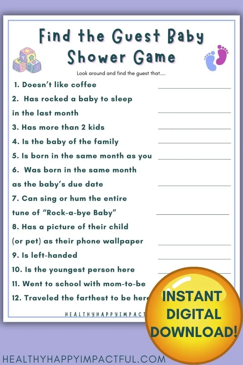 Free Find The Guest Game - A Must-Have For Your Baby Shower! in Find The Guest Baby Shower Game Free Printable