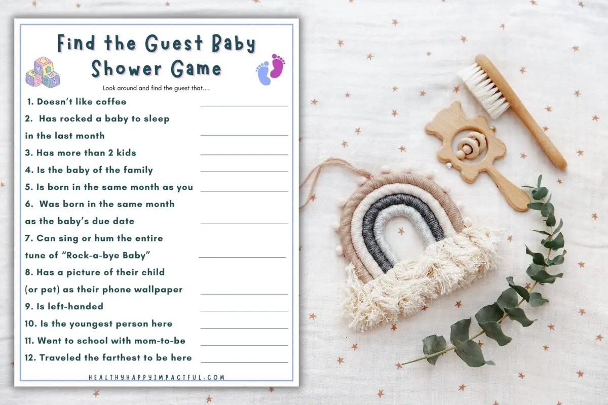 Free Find The Guest Game - A Must-Have For Your Baby Shower! with regard to Find The Guest Baby Shower Game Free Printable