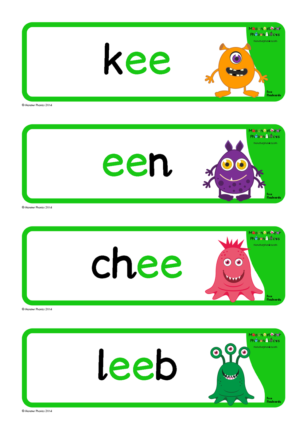 Free Flashcards | Monster Phonics in Free Printable Phonics Flashcards With Pictures