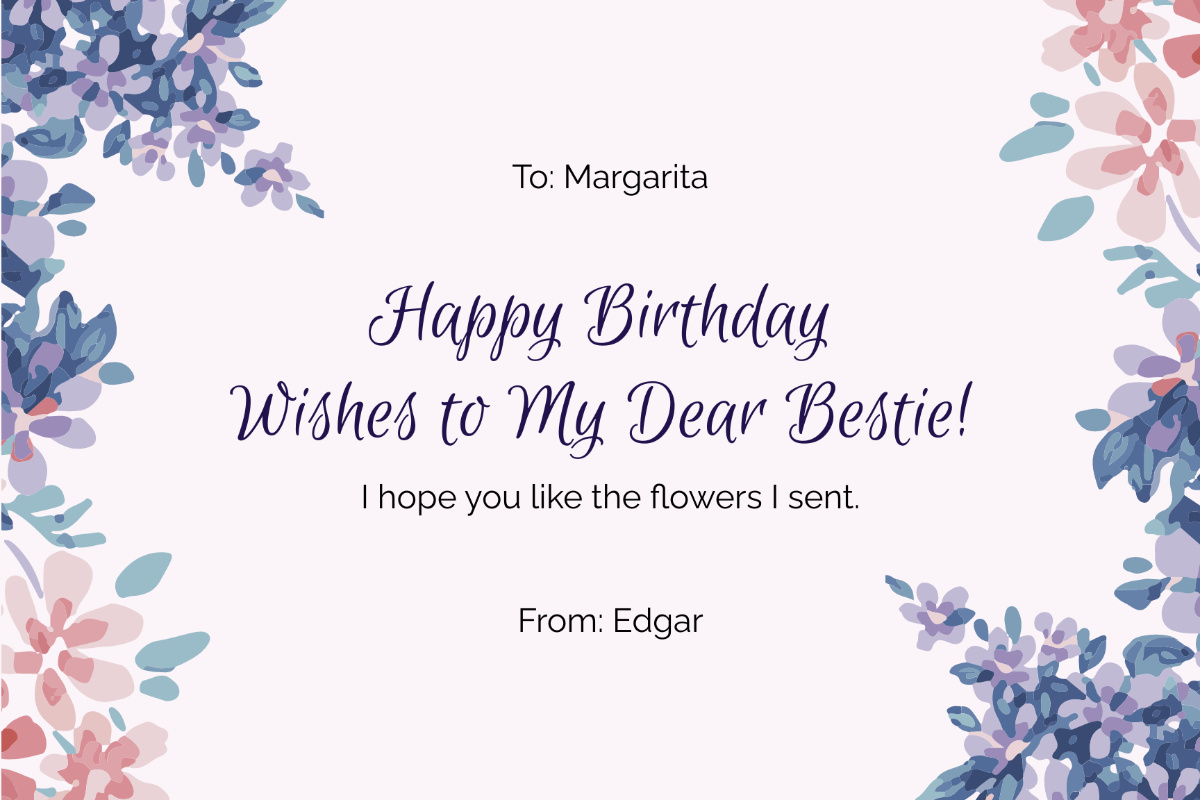 Free Floral Best Friend Birthday Card Template To Edit Online pertaining to Free Printable Birthday Cards For Your Best Friend