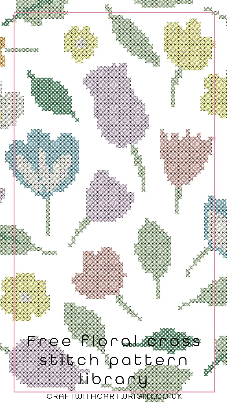 Free Floral Cross Stitch Pattern Library - Craft With Cartwright for Free Printable Modern Cross Stitch Patterns
