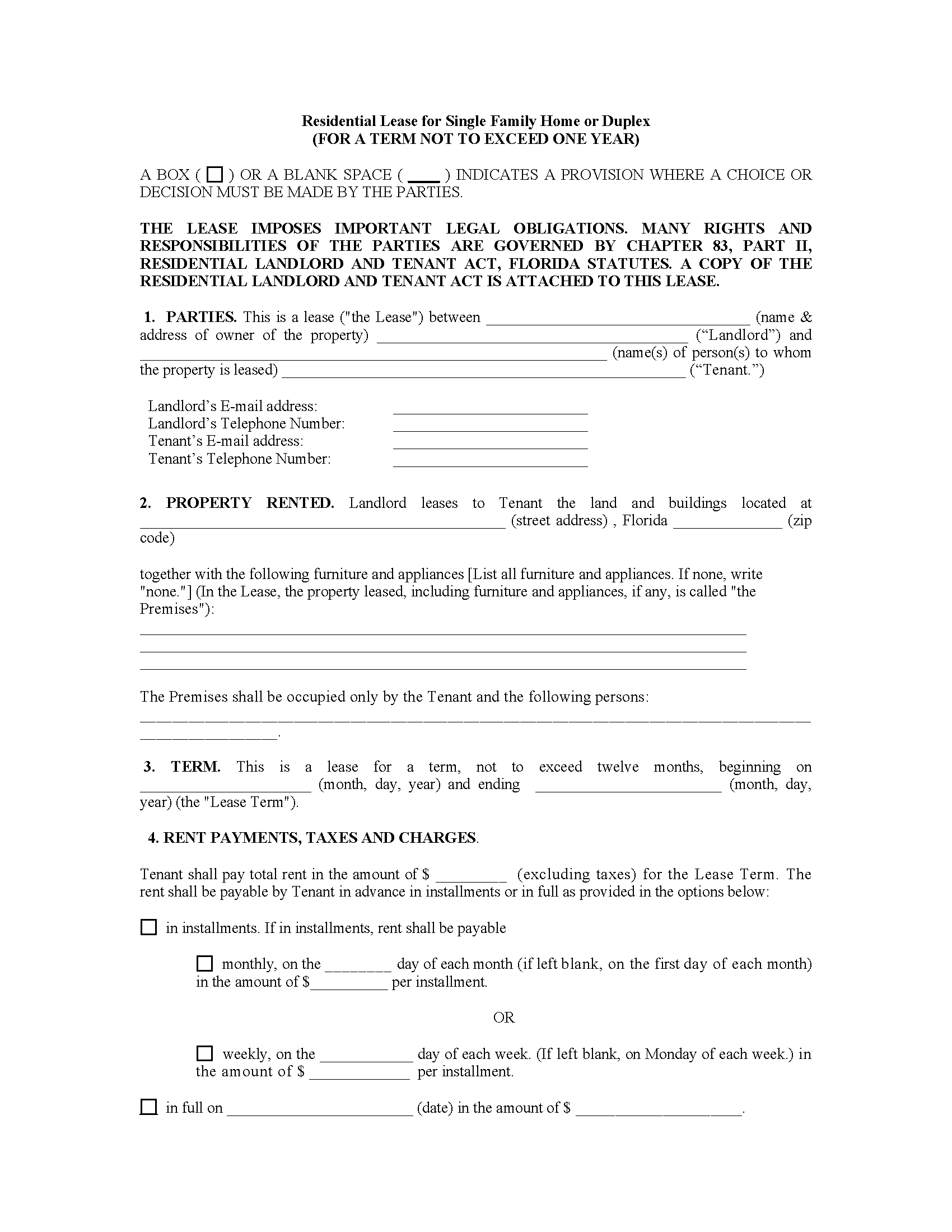 Free Florida Bar Residential Lease Agreement - Pdf – Eforms with Free Printable Florida Residential Lease Agreement