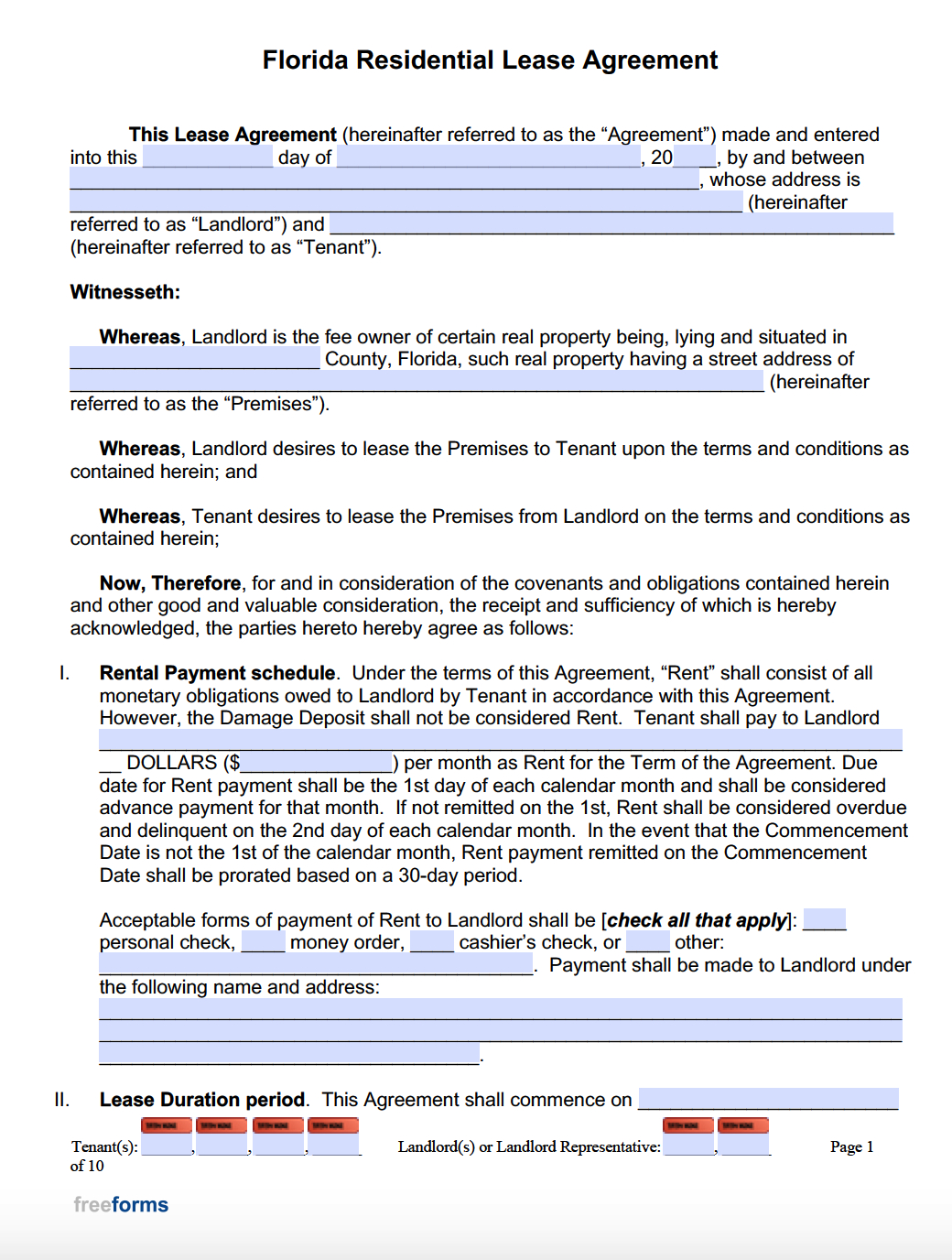 Free Florida Rental Lease Agreement Templates | Pdf | Word with regard to Free Printable Florida Residential Lease Agreement