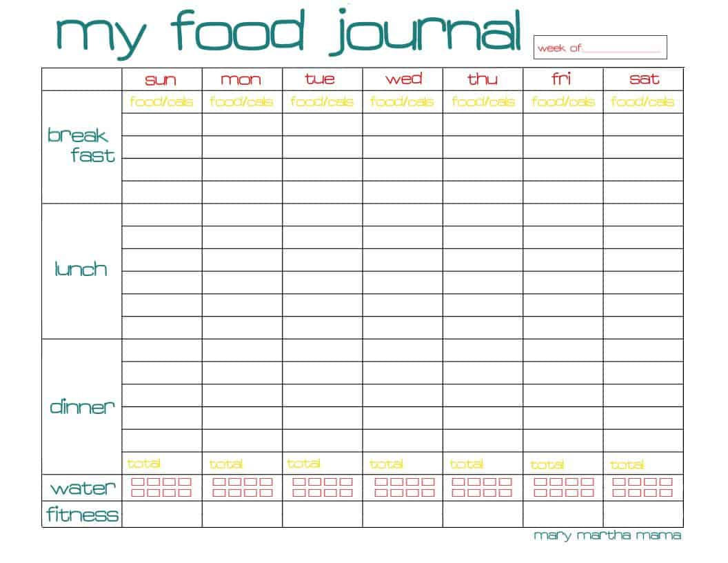 Free Food Journal Printable {Healthy Mama Week 29} – Mary Martha Mama with regard to Free Printable Food Journal