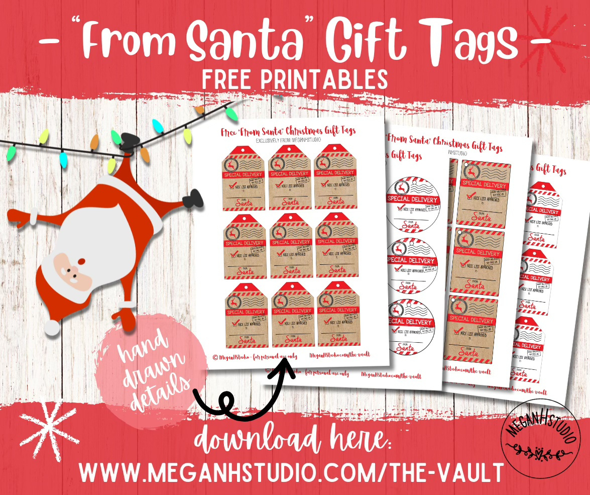 Free "From Santa" Gift Tags Printables - Meganhstudio intended for Santa Gift Tags Printable Free