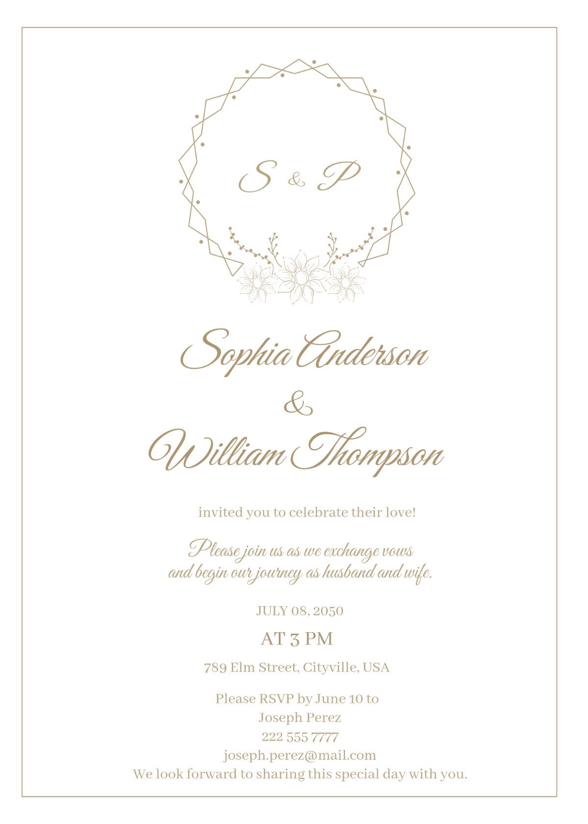 Free Gilded Monogram Wedding Invitation Template To Edit Online throughout Free Printable Monogram Wedding Invitation Templates