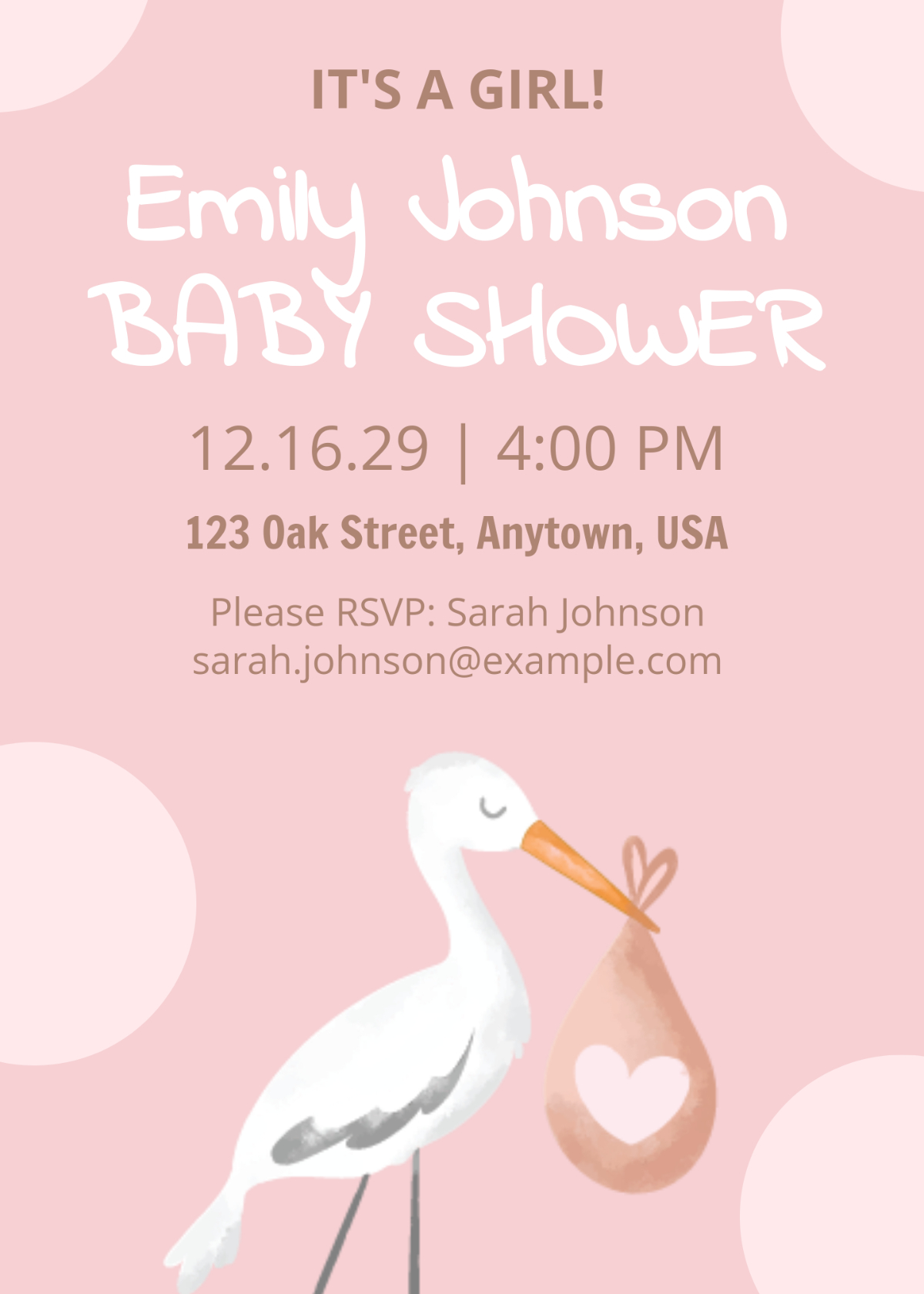 Free Girl Baby Shower Invitation Templates, Editable And Printable in Free Stork Party Invitations Printable