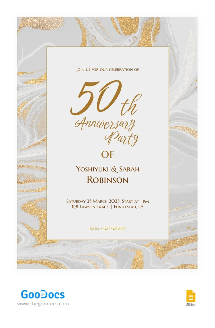 Free Golden 50Th Anniversary Invitation Template | Thegoodocs throughout Free 50Th Anniversary Printables