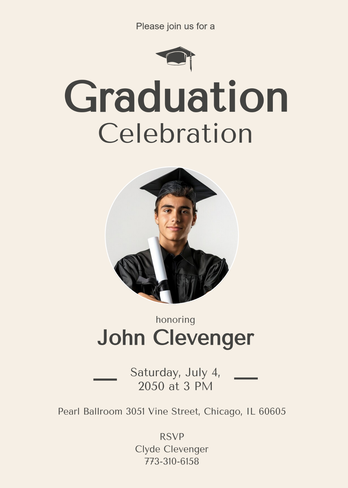 Free Graduation Invitation Letter Template To Edit Online within Free Online Printable Graduation Invitation Maker