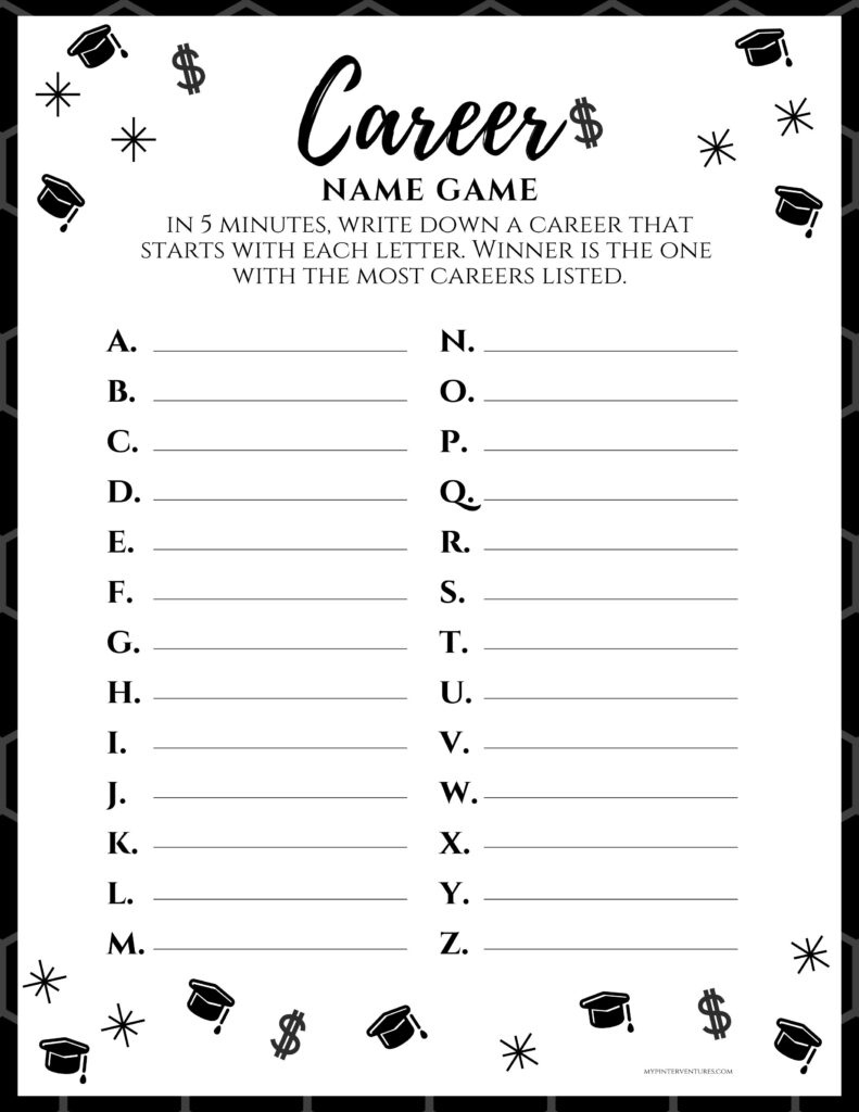 Free Graduation Party Game – Career Name Game - My Pinterventures in Free Printable Graduation Party Games
