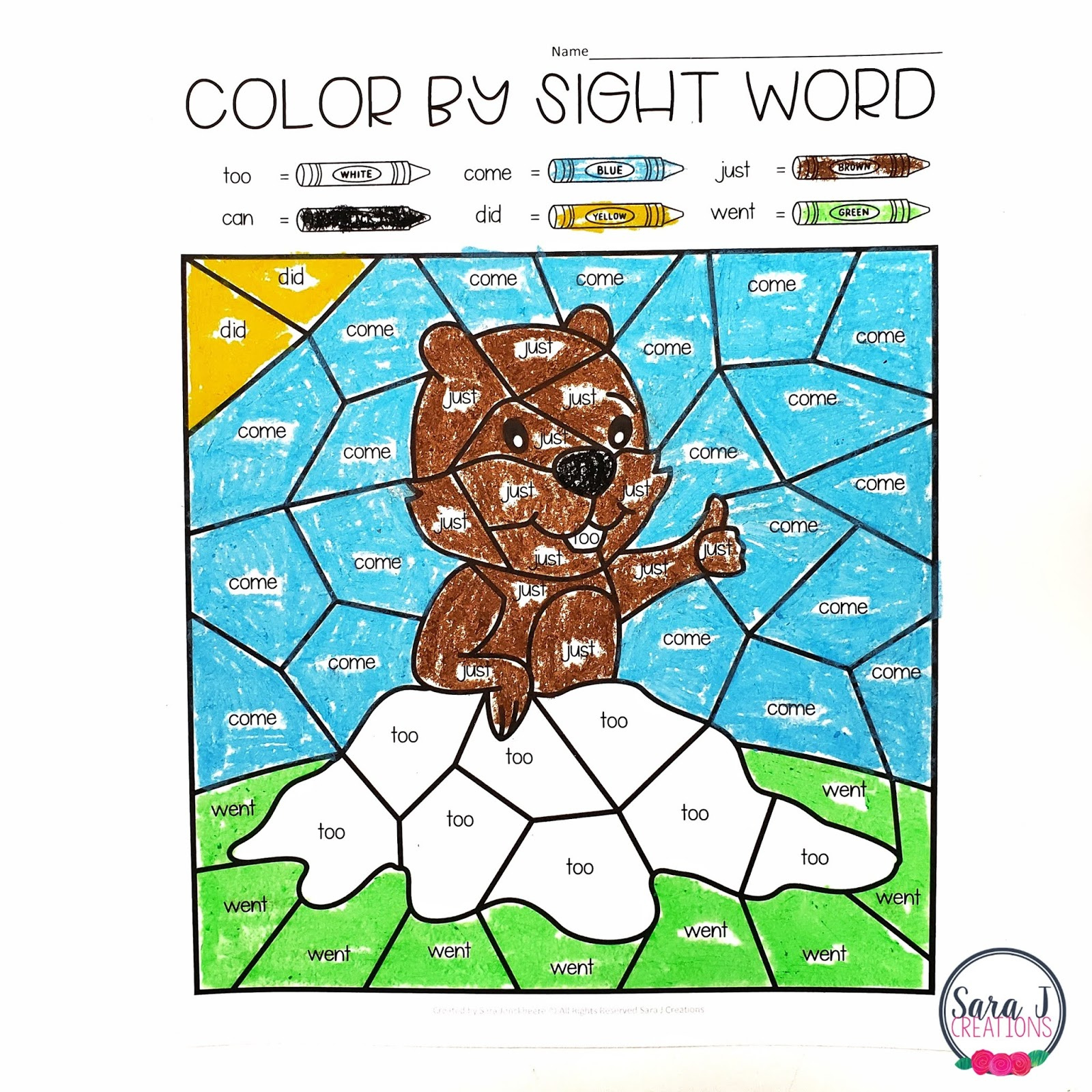 Free Groundhog Day Colorsight Word Activities | Sara J Creations with Free Groundhog Day Printables