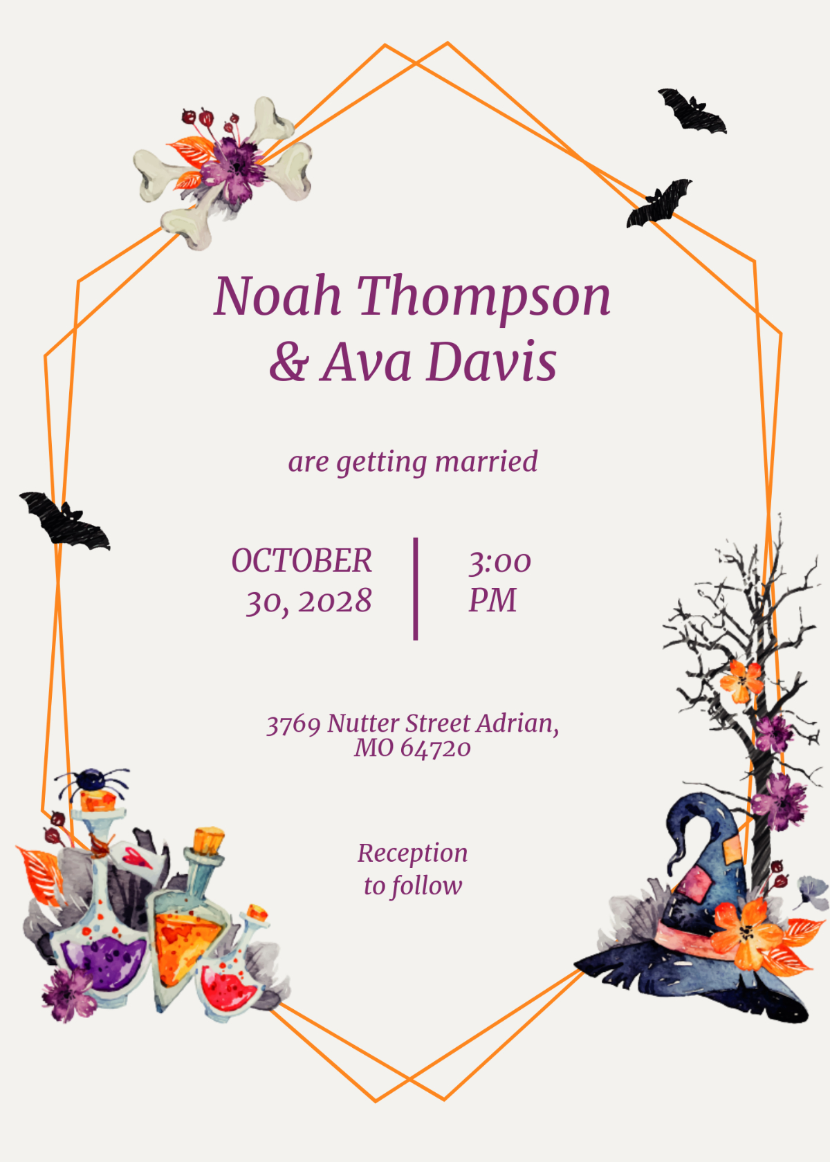 Free Halloween Wedding Invitation Template To Edit Online for Free Printable Halloween Wedding Invitations