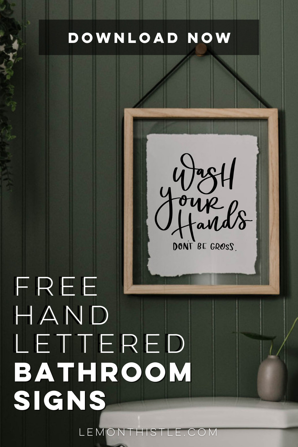 Free Hand Lettered Printable Bathroom Signs - Lemon Thistle in Free Printable Bathroom Signs