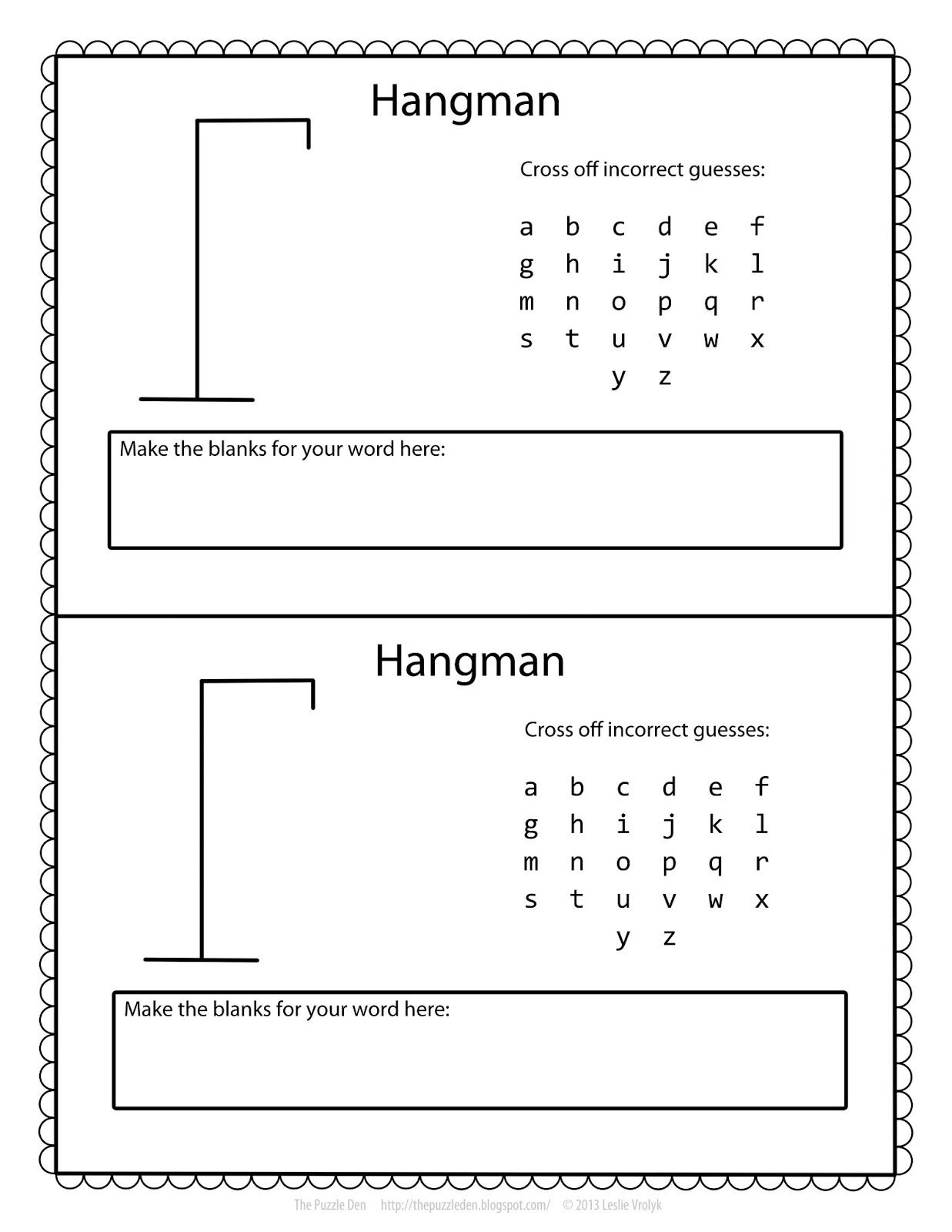 Free Hangman Template throughout Free Printable Hangman Game