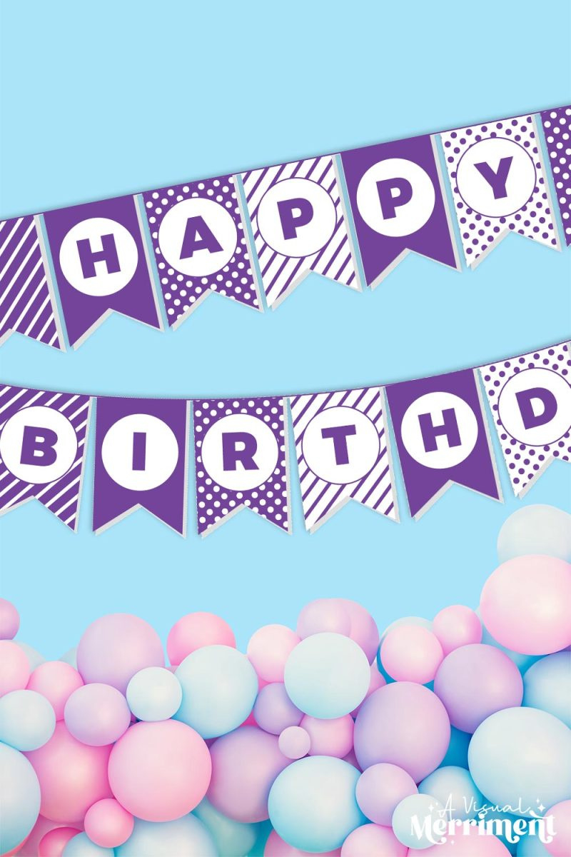 Free Happy Birthday Banner Printable Party Sign {Purple} | Kids with regard to Free Printable Happy Birthday Banner
