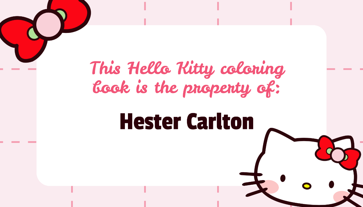 Free Hello Kitty Book Label Template To Edit Online for Hello Kitty Labels Printable Free