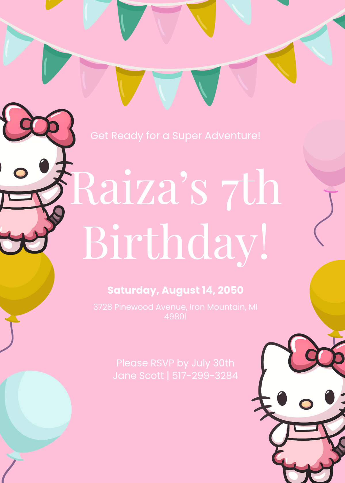 Free Hello Kitty Invitation Templates, Editable And Printable pertaining to Hello Kitty Free Printable Invitations For Birthday