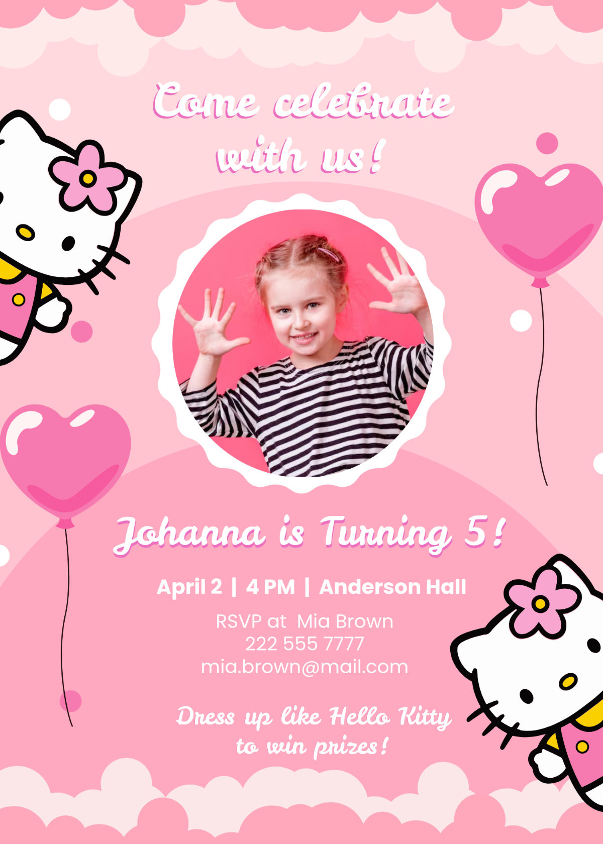 Free Hello Kitty Invitation Templates, Editable And Printable regarding Hello Kitty Free Printable Invitations For Birthday