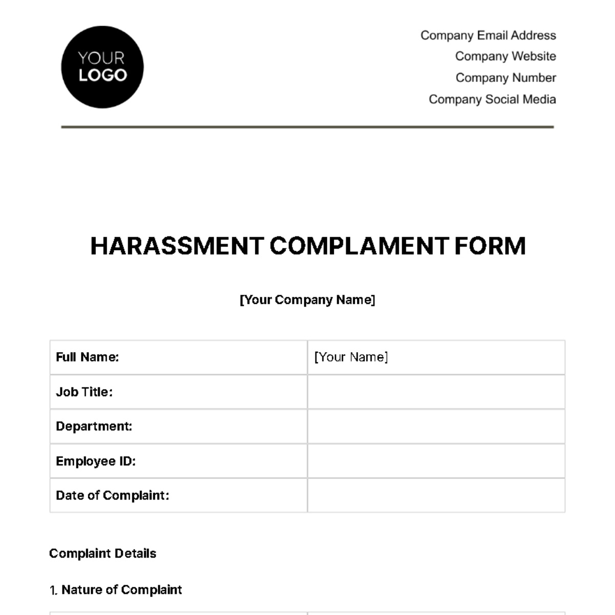 Free Hr Form Templates To Edit Online with Free Printable Hr Forms