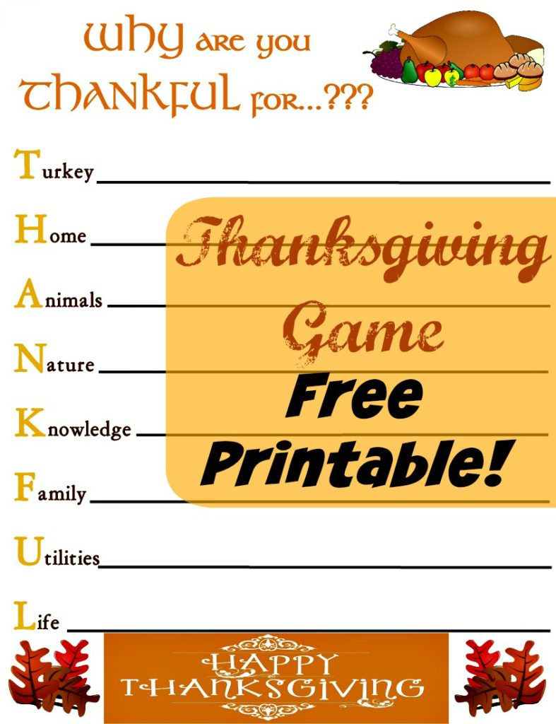 Free I Am Thankful For Worksheet (3 Simple Printables!) - Leap Of pertaining to Thanksgiving Games Printable Free