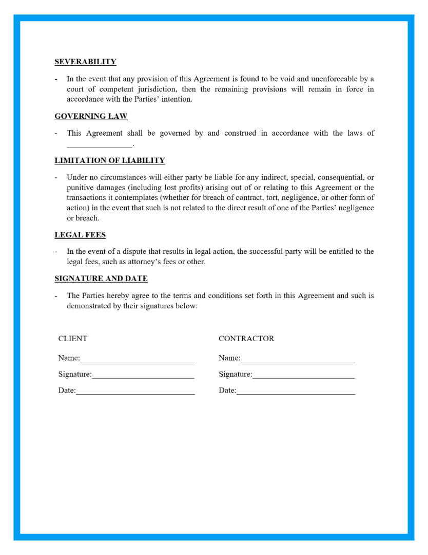 Free Independent Contractor Agreement For Download in Free Printable Independent Contractor Agreement