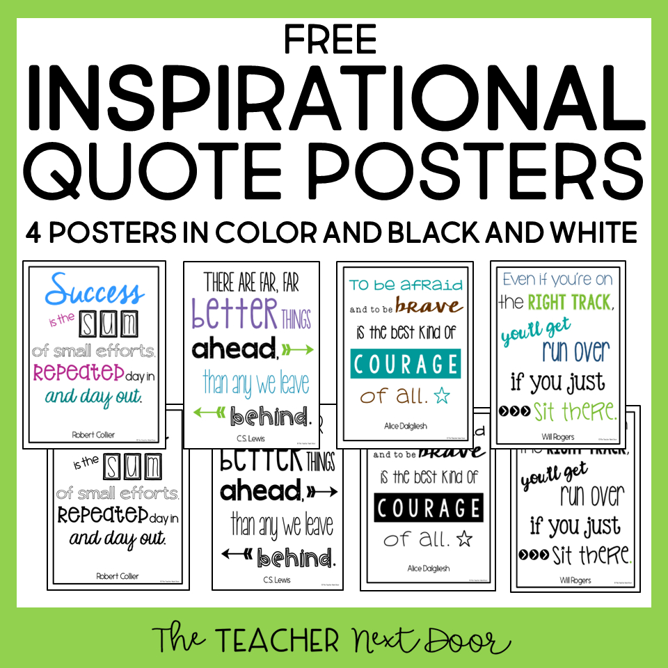 Free: Inspirational Quote Posters - The Teacher Next Door regarding Free Printable Posters For Teachers