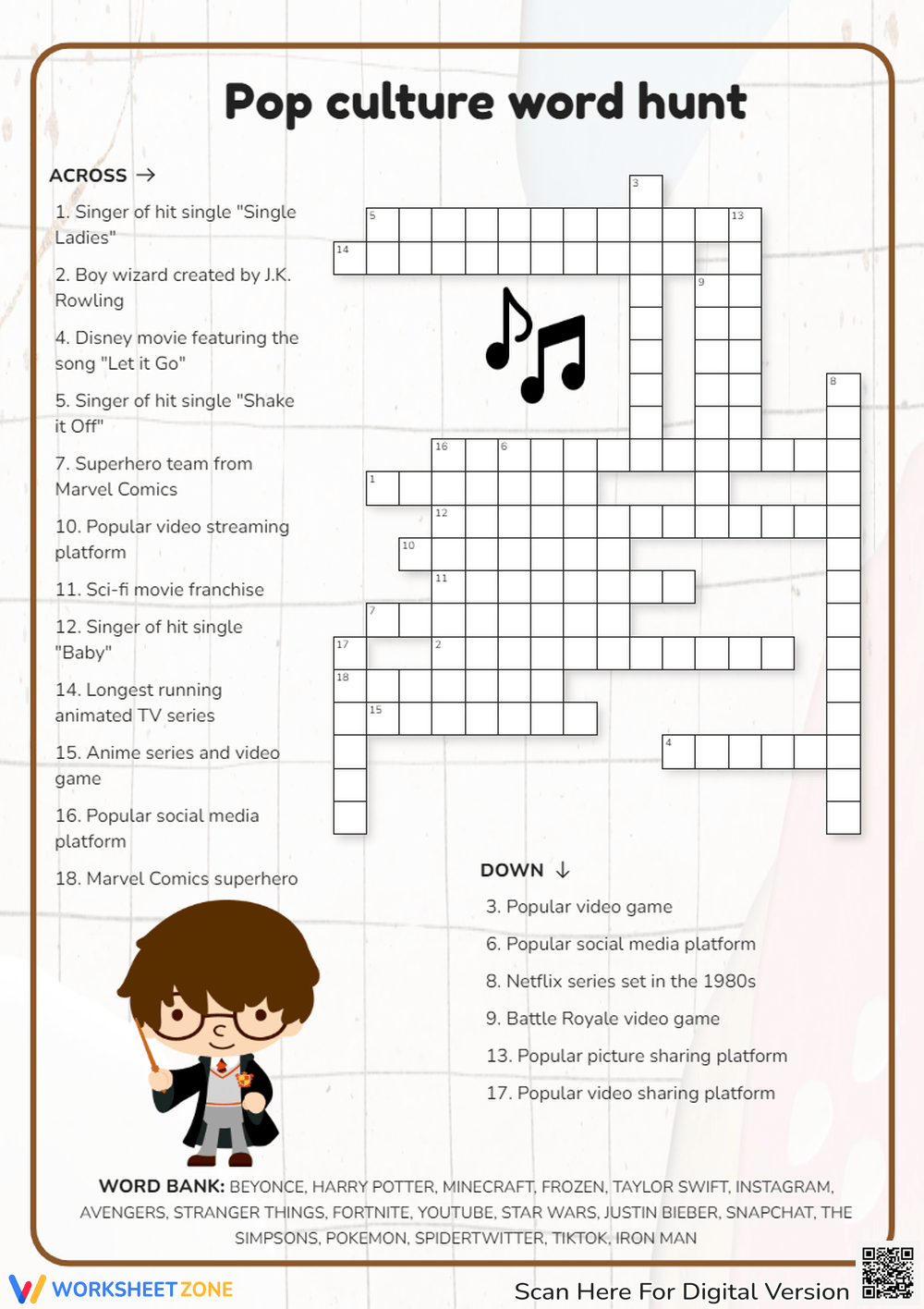 Free Interesting Pop Culture Crossword Puzzles For Everyone in Pop Culture Crossword Printable Free