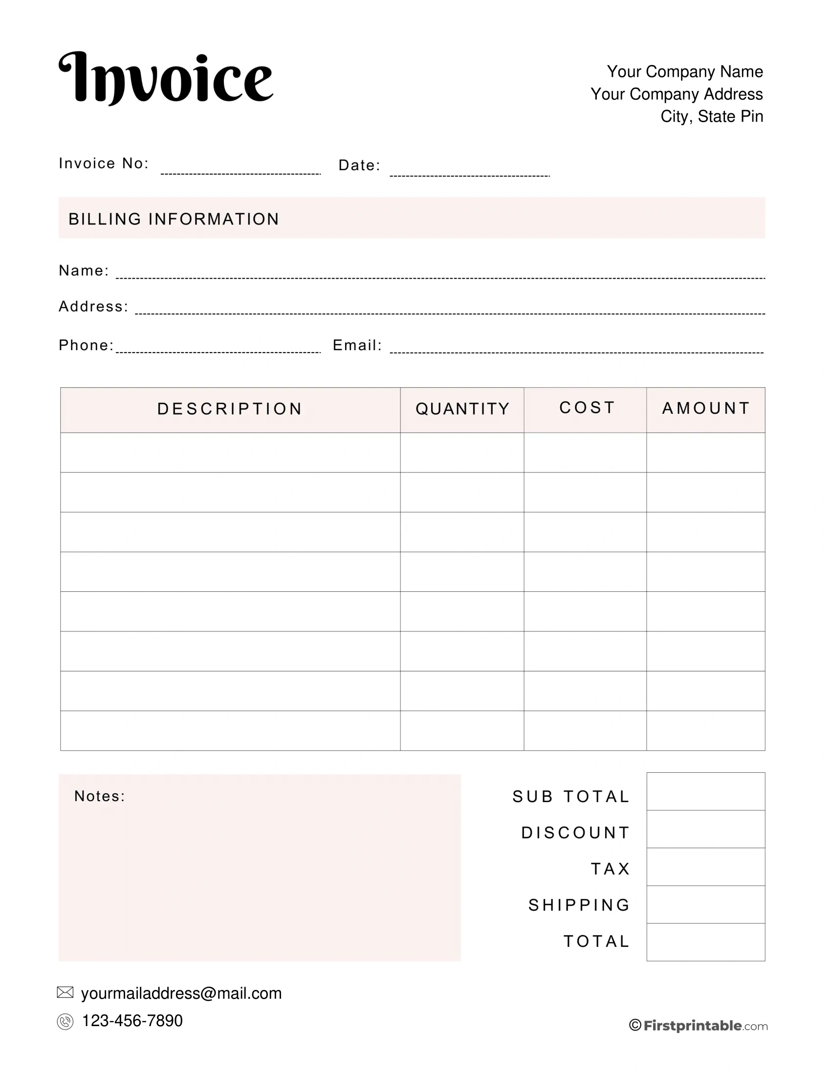 Free Invoice Template Blank Printable | Download regarding Invoice Forms Free Printable