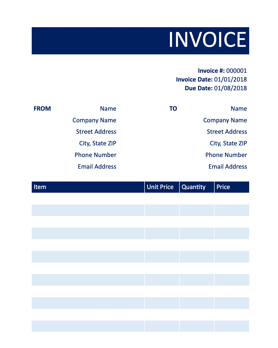 Free Invoice Templates | Pdf & Word for Free Printable Work Invoices