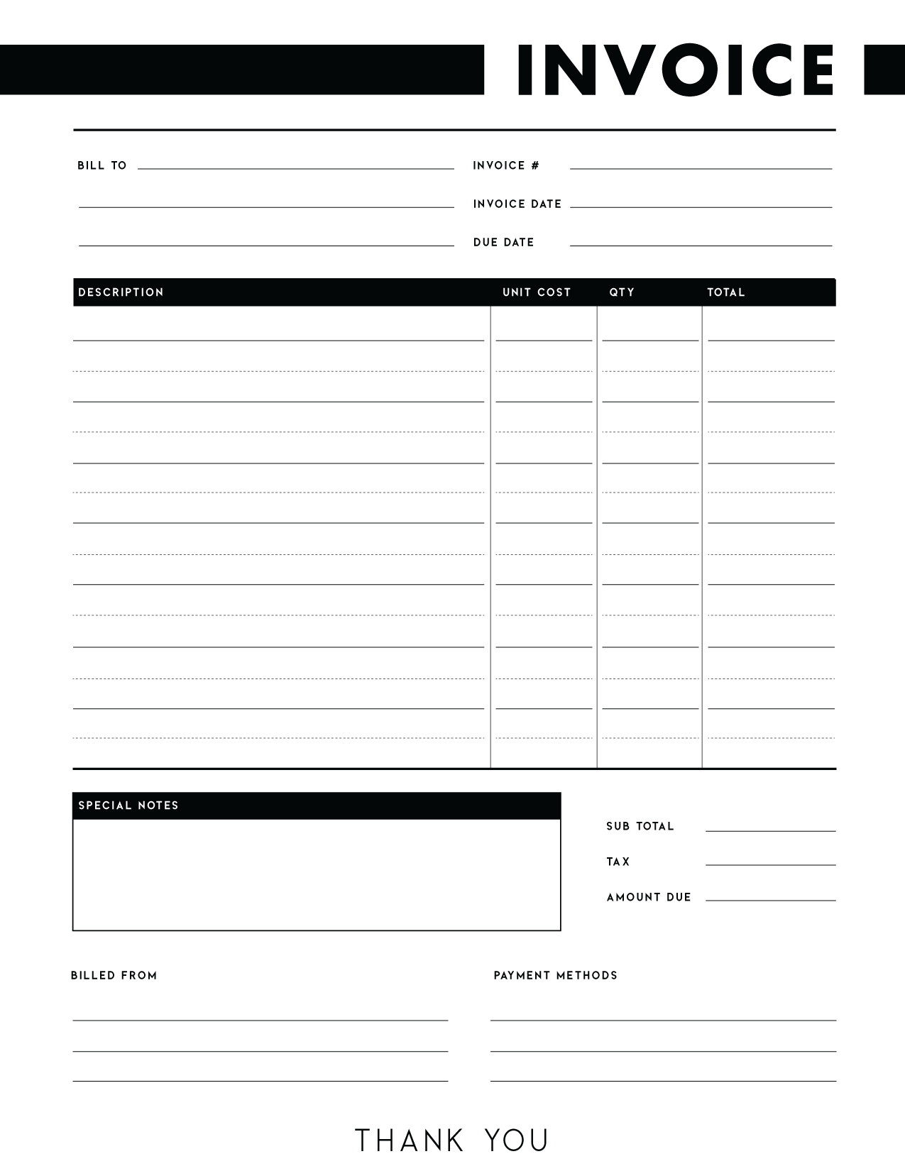 Free Invoice Templates Pdf - World Of Printables regarding Free Printable Blank Invoice Sheet