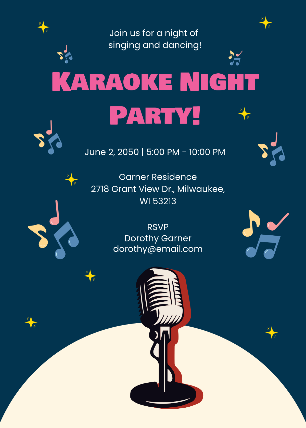 Free Karaoke Invitation Template To Edit Online inside Free Printable Karaoke Party Invitations