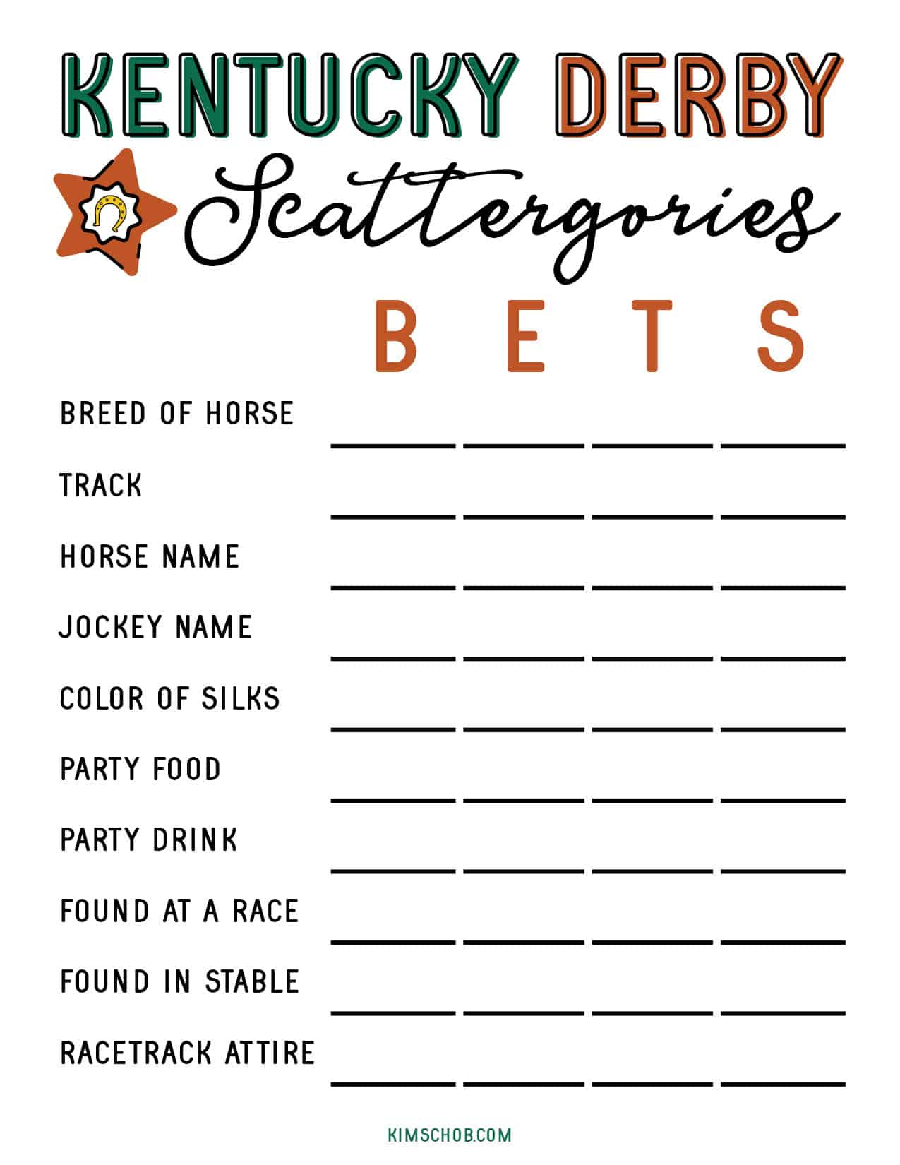Free Kentucky Derby Printable Games - Kim Schob for Free Kentucky Derby Printables