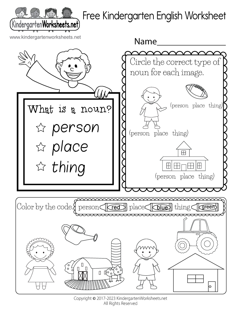 Free Kindergarten English Worksheet with regard to Free Printable English Lessons
